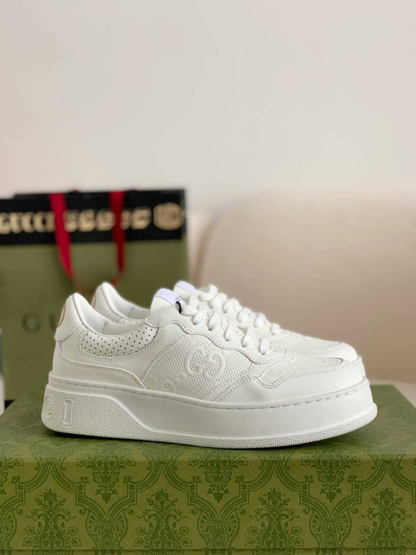 Gucci Mac80 Sneaker – White Perforated Leather with Interlocking G