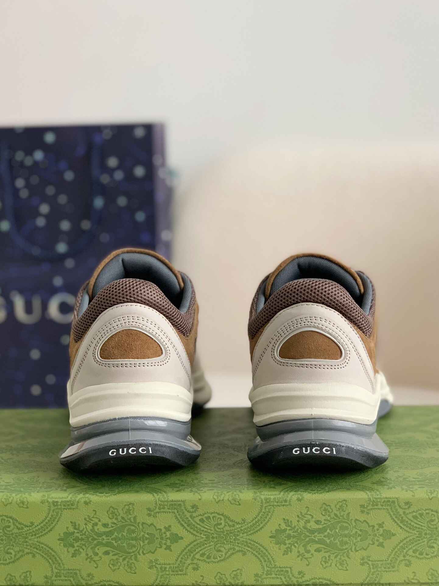 Gucci Men's Runner Sneaker – Beige, Brown & Grey Mesh Leather