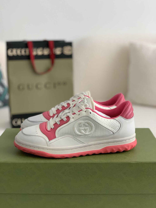 Gucci Re-Web Sneaker – White & Pink Leather Mesh