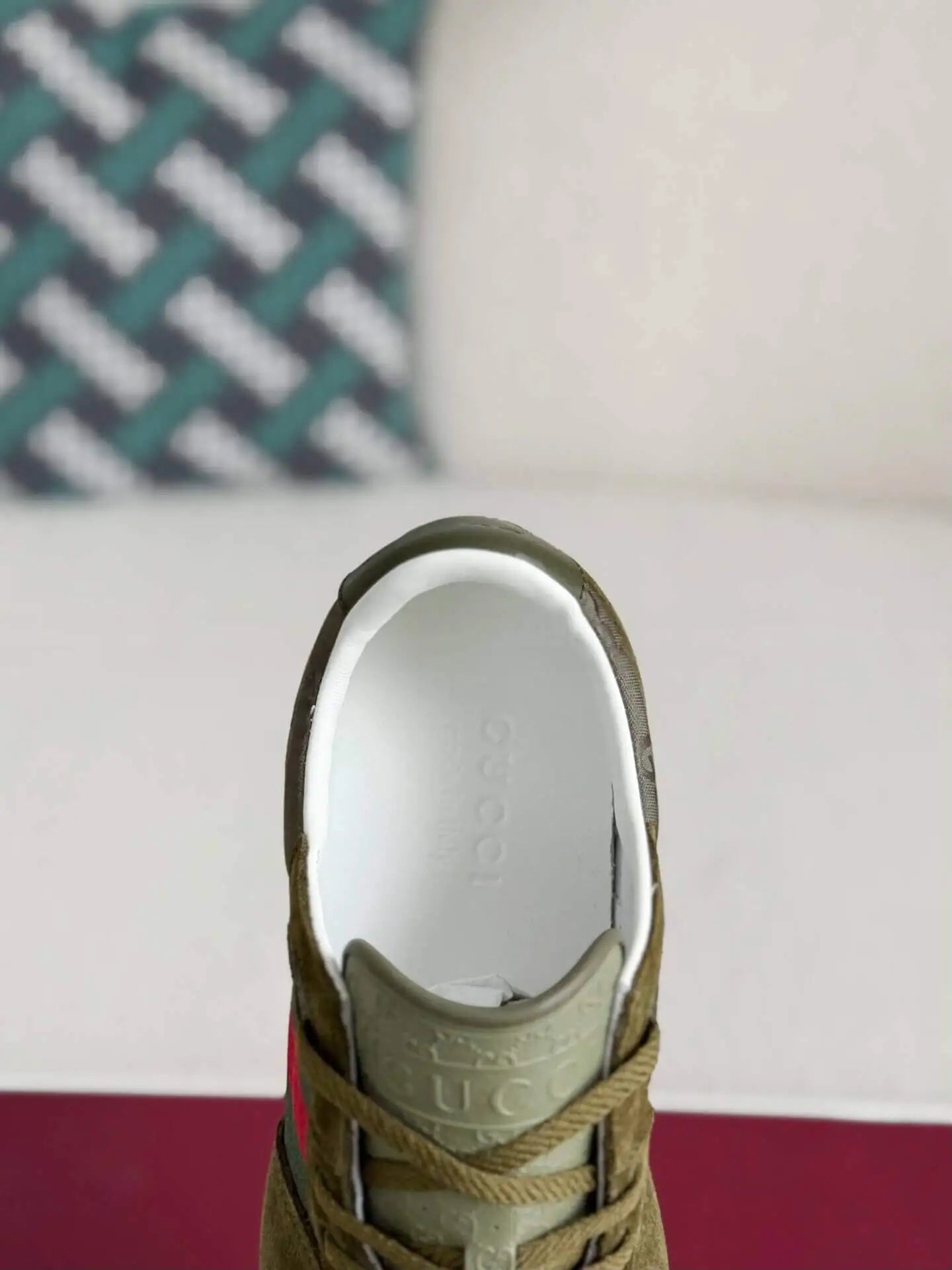 Gucci Web Runner Sneaker – Olive Green GG Canvas & Suede
