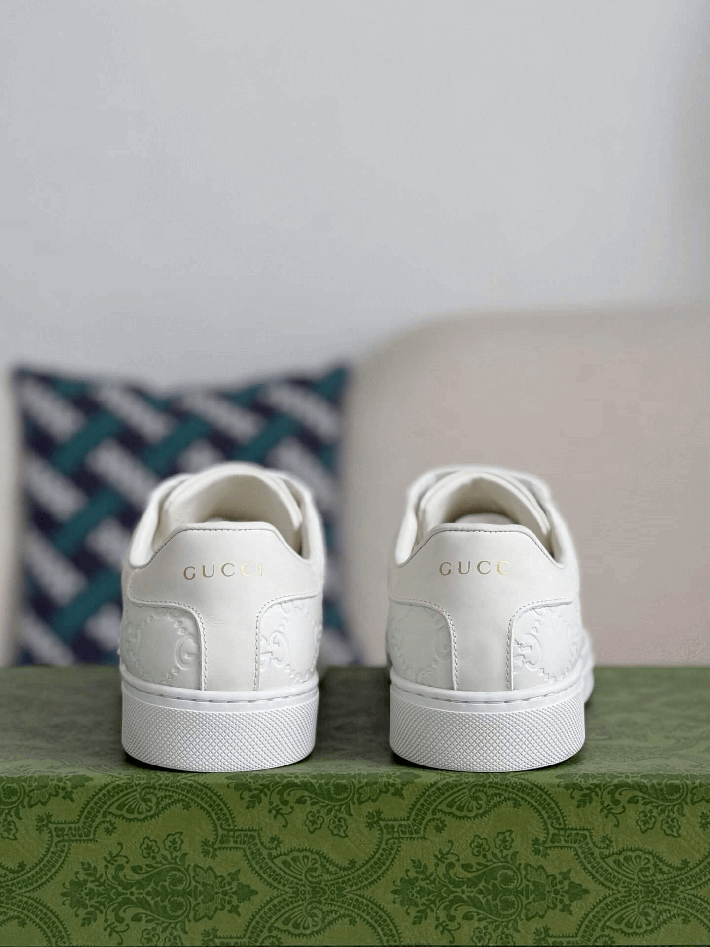 Gucci Ace Sneaker GG Embossed Leather with Web Stripe