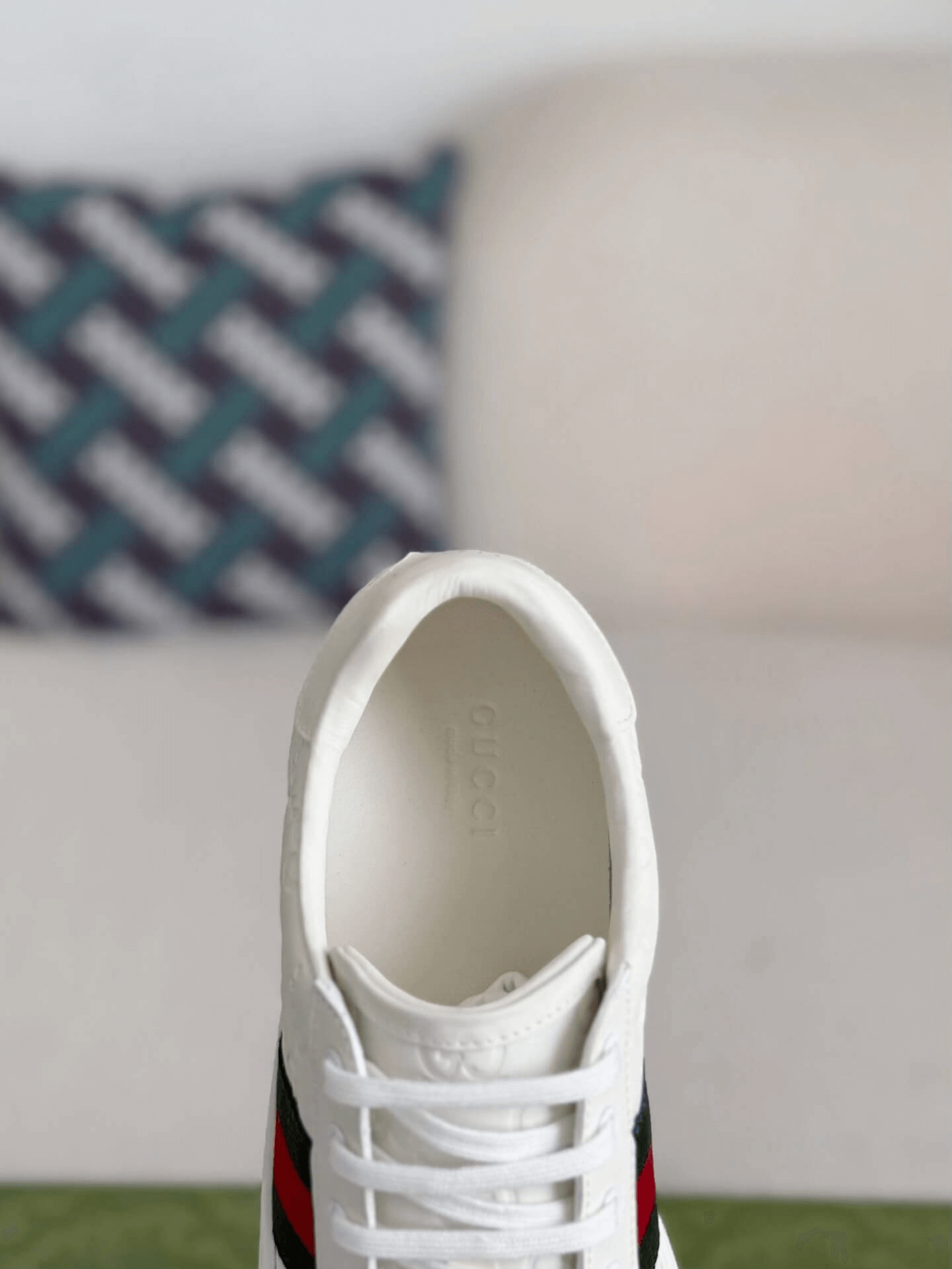 Gucci Ace Sneaker GG Embossed Leather with Web Stripe