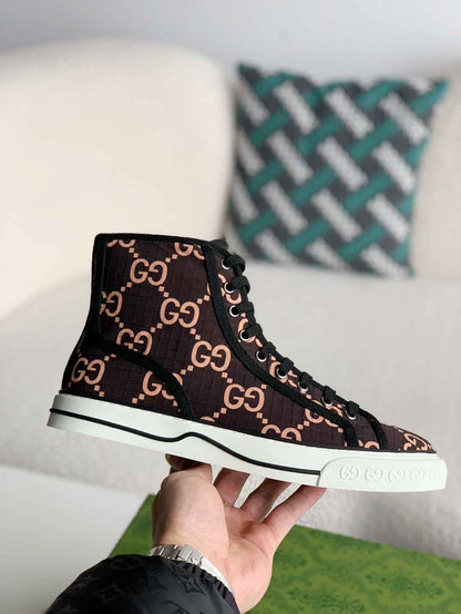 Gucci Tennis 1977 High-Top Brown Sneaker