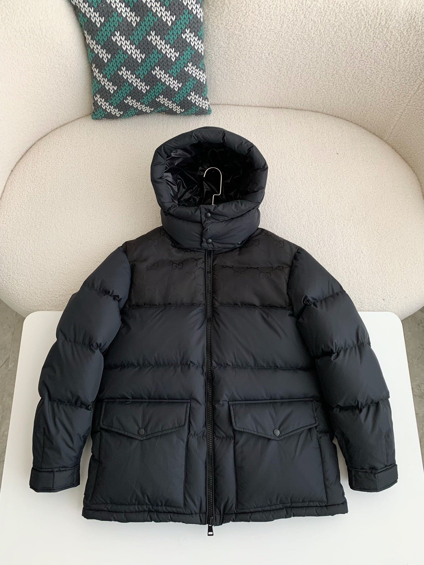 Gucci GG Black Hooded Down Jacket