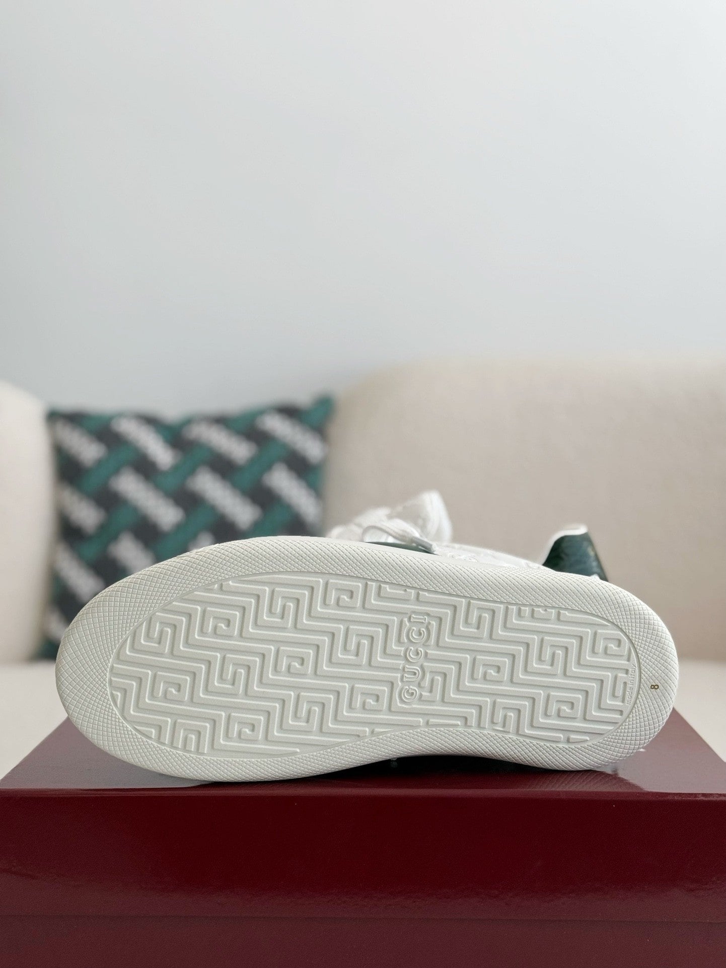 Gucci Ace Sneaker GG Embossed White Leather with Web Stripe and