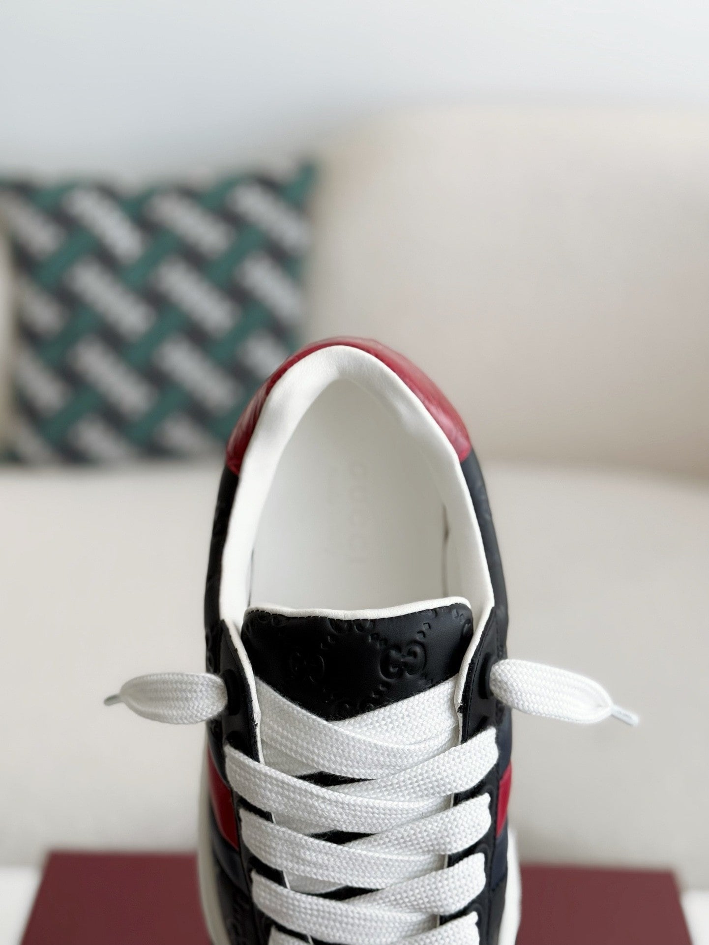 Gucci Ace Monogram Web Black Sneakers Hollo Shoe