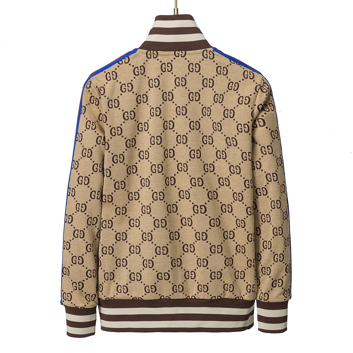 Gucci GG Supreme Logo Jacquard Tracksuit Beige Zip-Up Jacket and