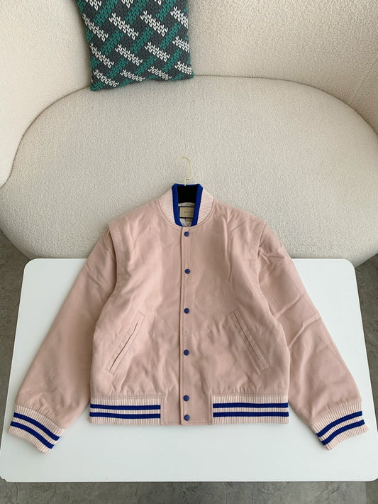 Gucci logo-embroidered Pink Wool Bomber Jacket