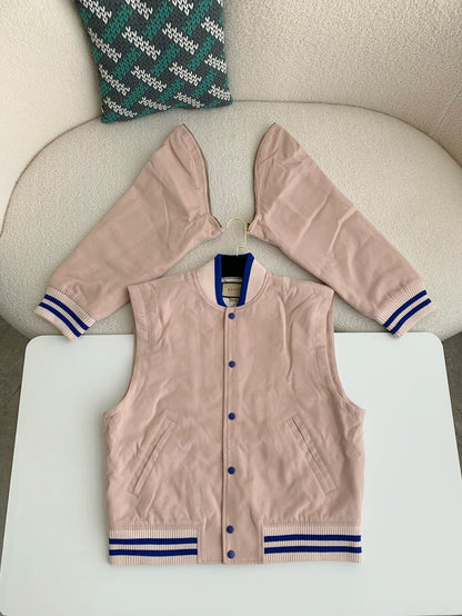 Gucci logo-embroidered Pink Wool Bomber Jacket