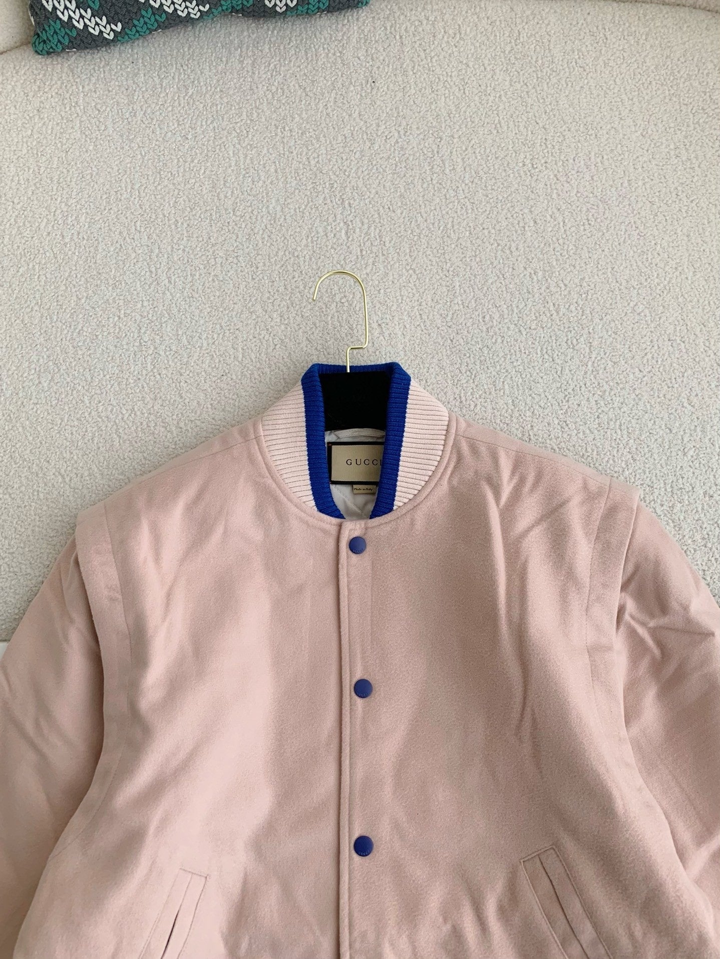 Gucci logo-embroidered Pink Wool Bomber Jacket