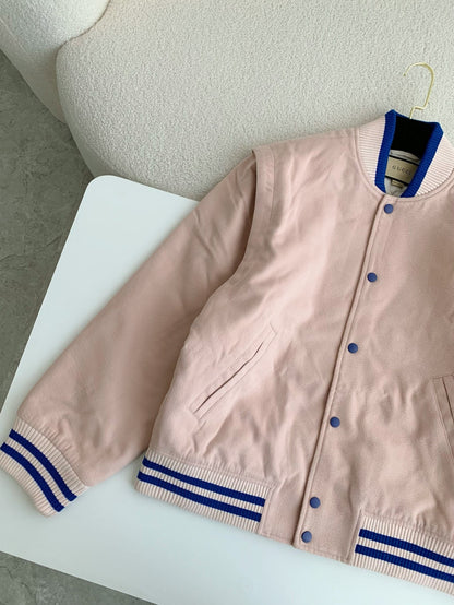 Gucci logo-embroidered Pink Wool Bomber Jacket