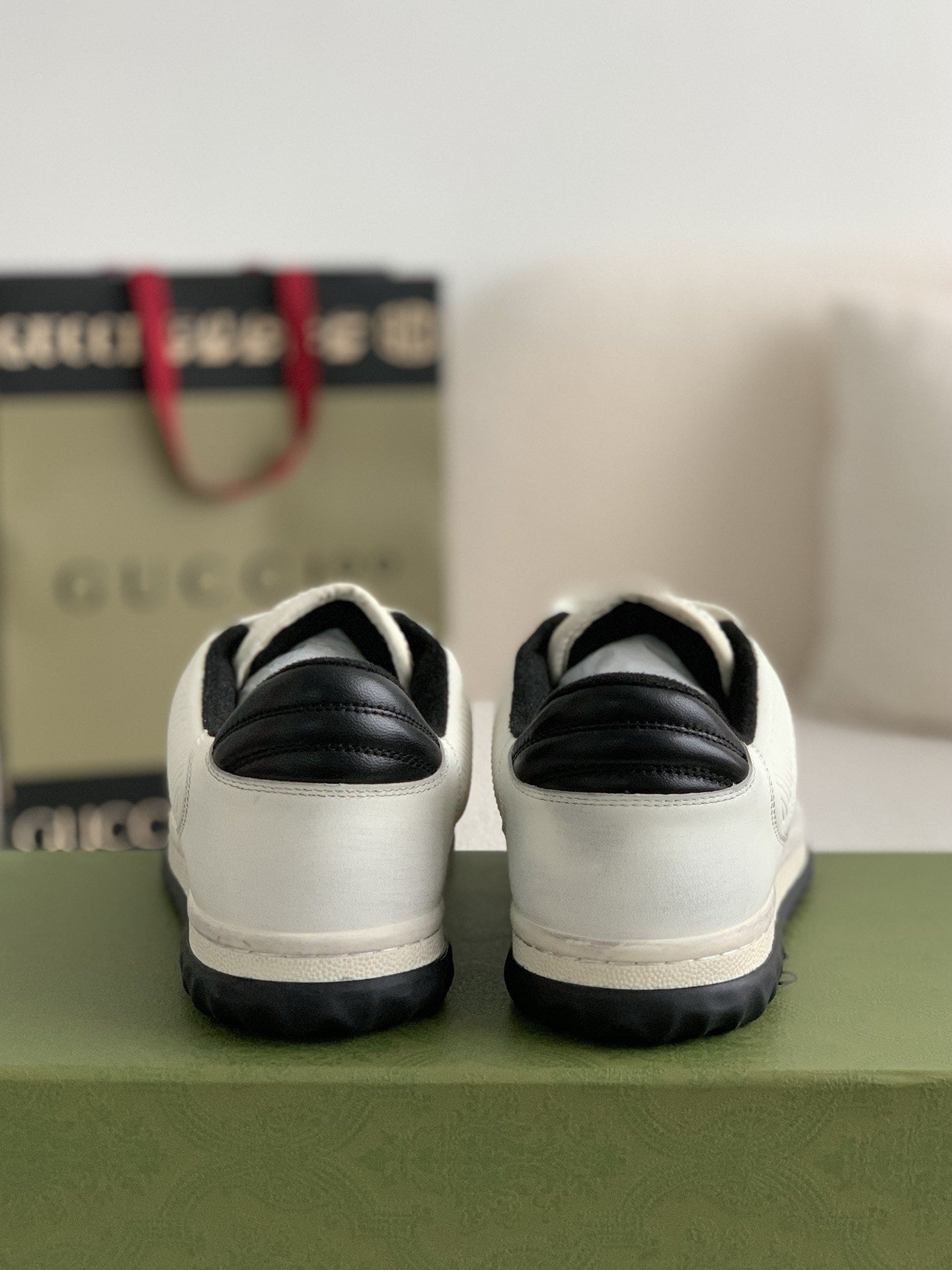 Gucci Mac80 White Black Leather Sneakers