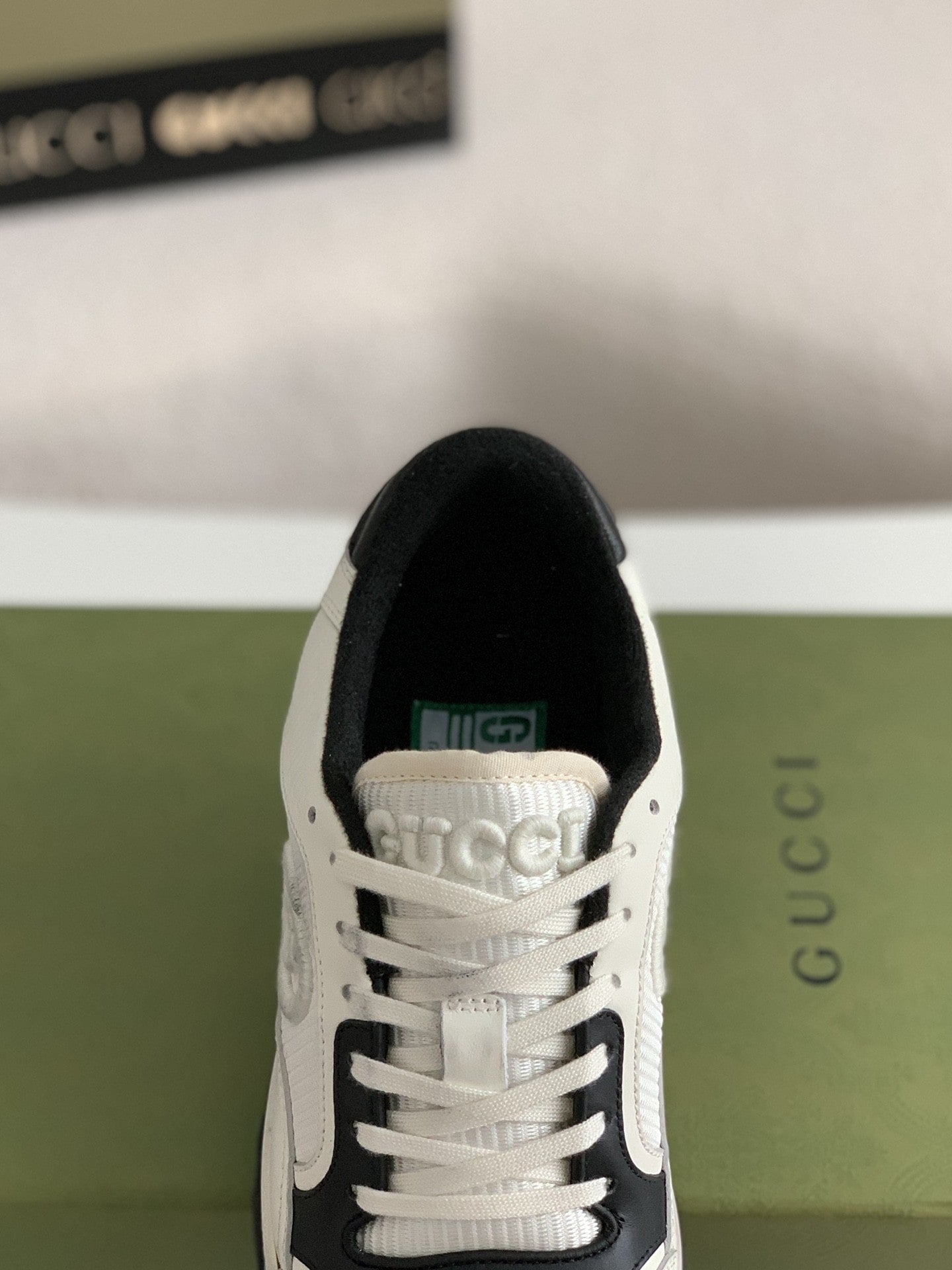 Gucci Mac80 White Black Leather Sneakers