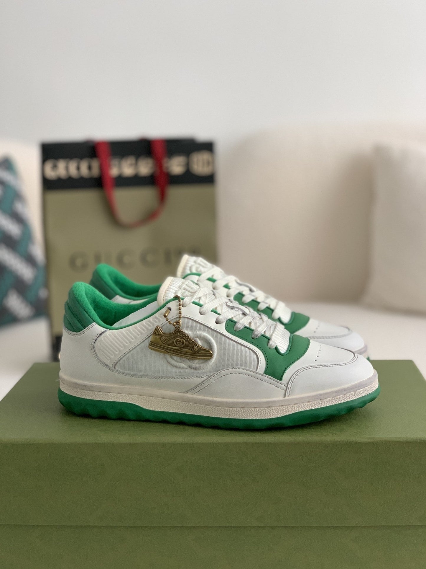 Gucci Mac80 Green White Leather Sneakers