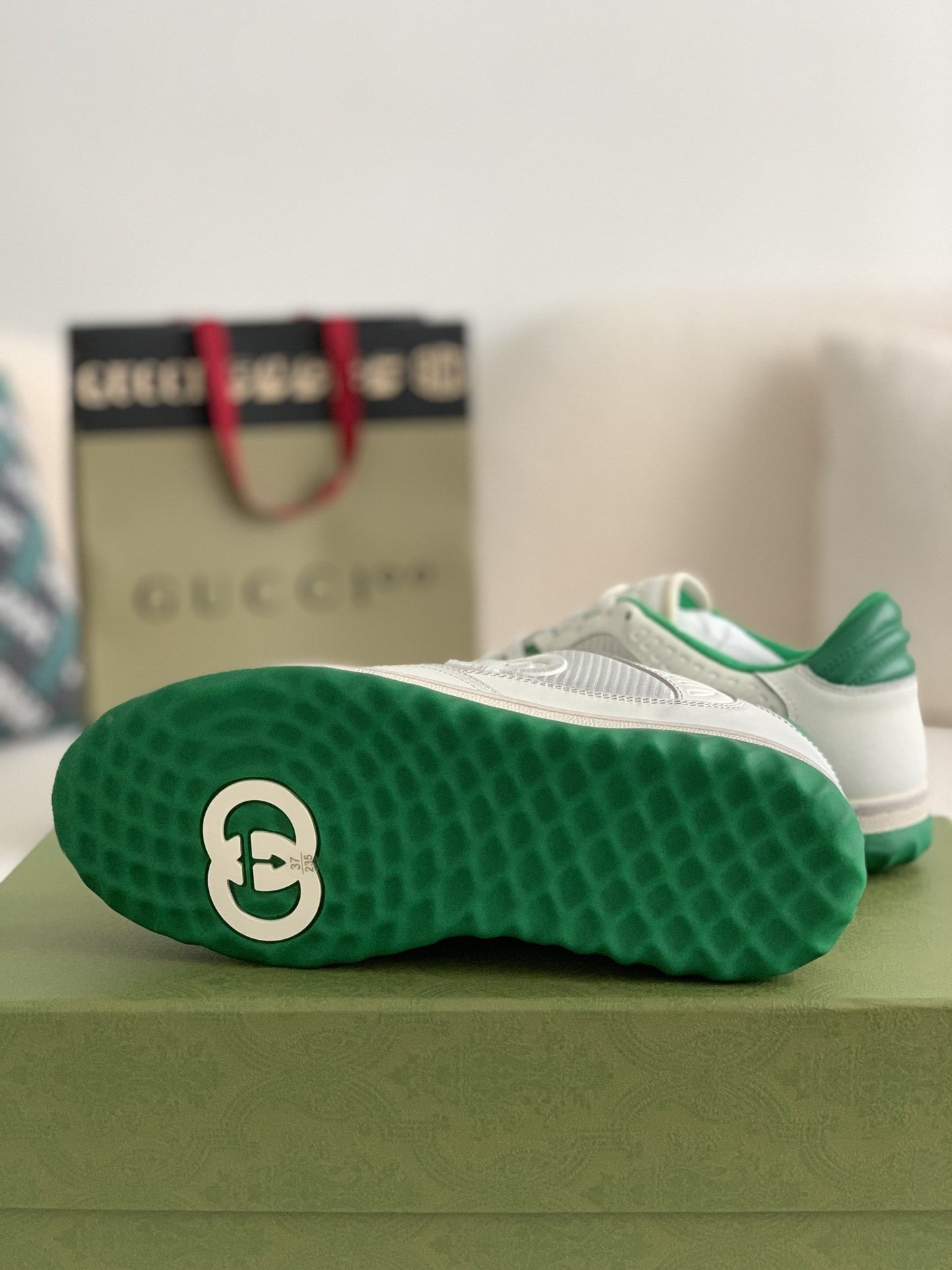 Gucci Mac80 Green White Leather Sneakers