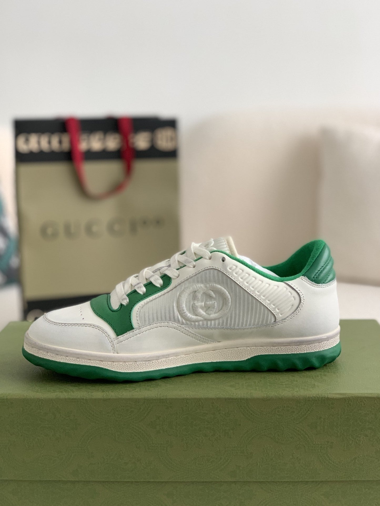 Gucci Mac80 Green White Leather Sneakers