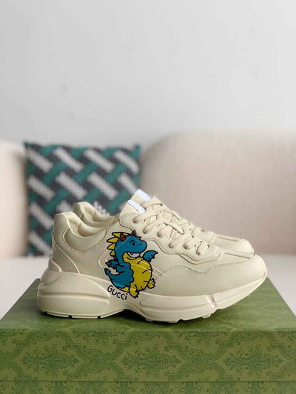 Gucci Trainer Rhyton Dragon White Leather Sneakers