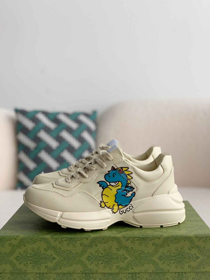 Gucci Trainer Rhyton Dragon White Leather Sneakers