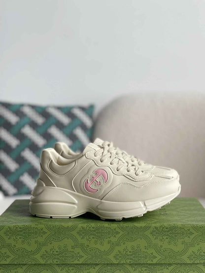 Gucci Trainer Rhyton White Pink Leather Sneakers