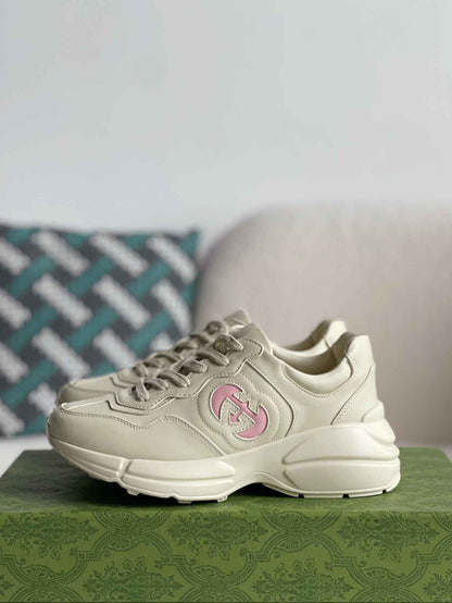 Gucci Trainer Rhyton White Pink Leather Sneakers