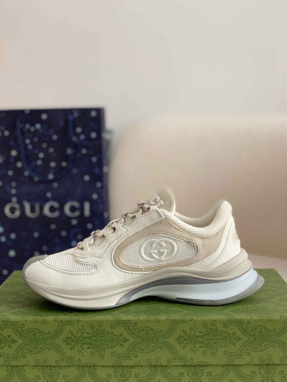 Gucci GG Run White Beige Trainer Sneakers