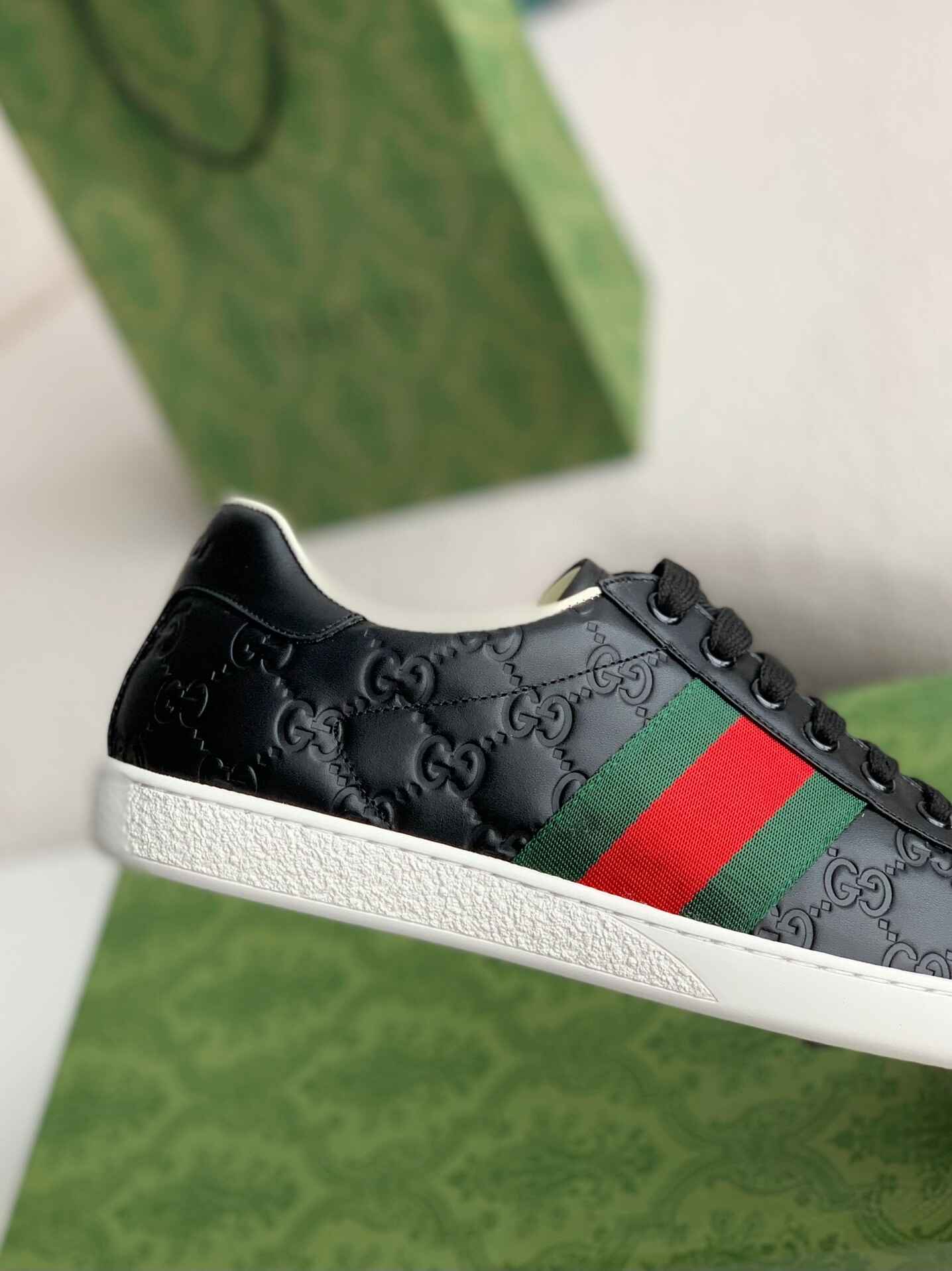 Gucci Ace Signature Black Sneakers