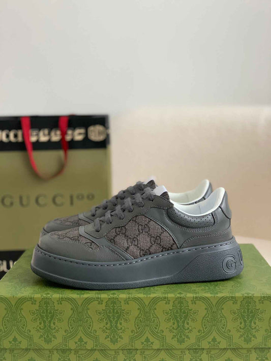 Gucci GG Monogram Chunky Gray Lace Up Sneakers