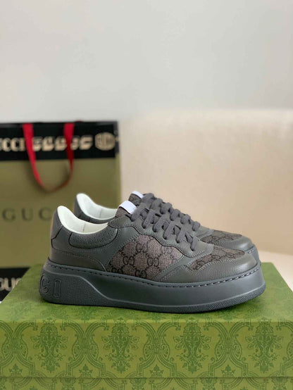 Gucci GG Monogram Chunky Gray Lace Up Sneakers