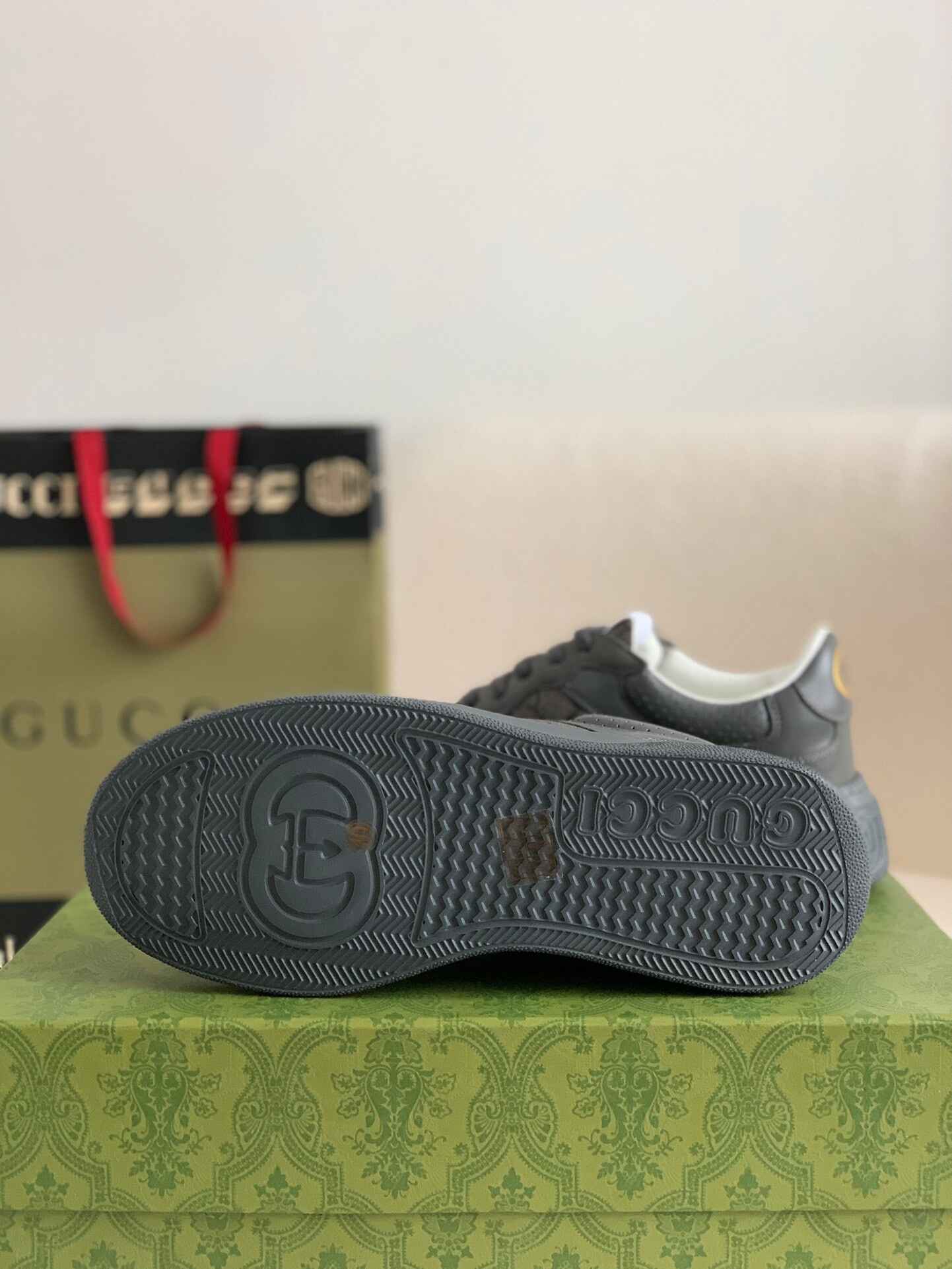 Gucci GG Monogram Chunky Gray Lace Up Sneakers