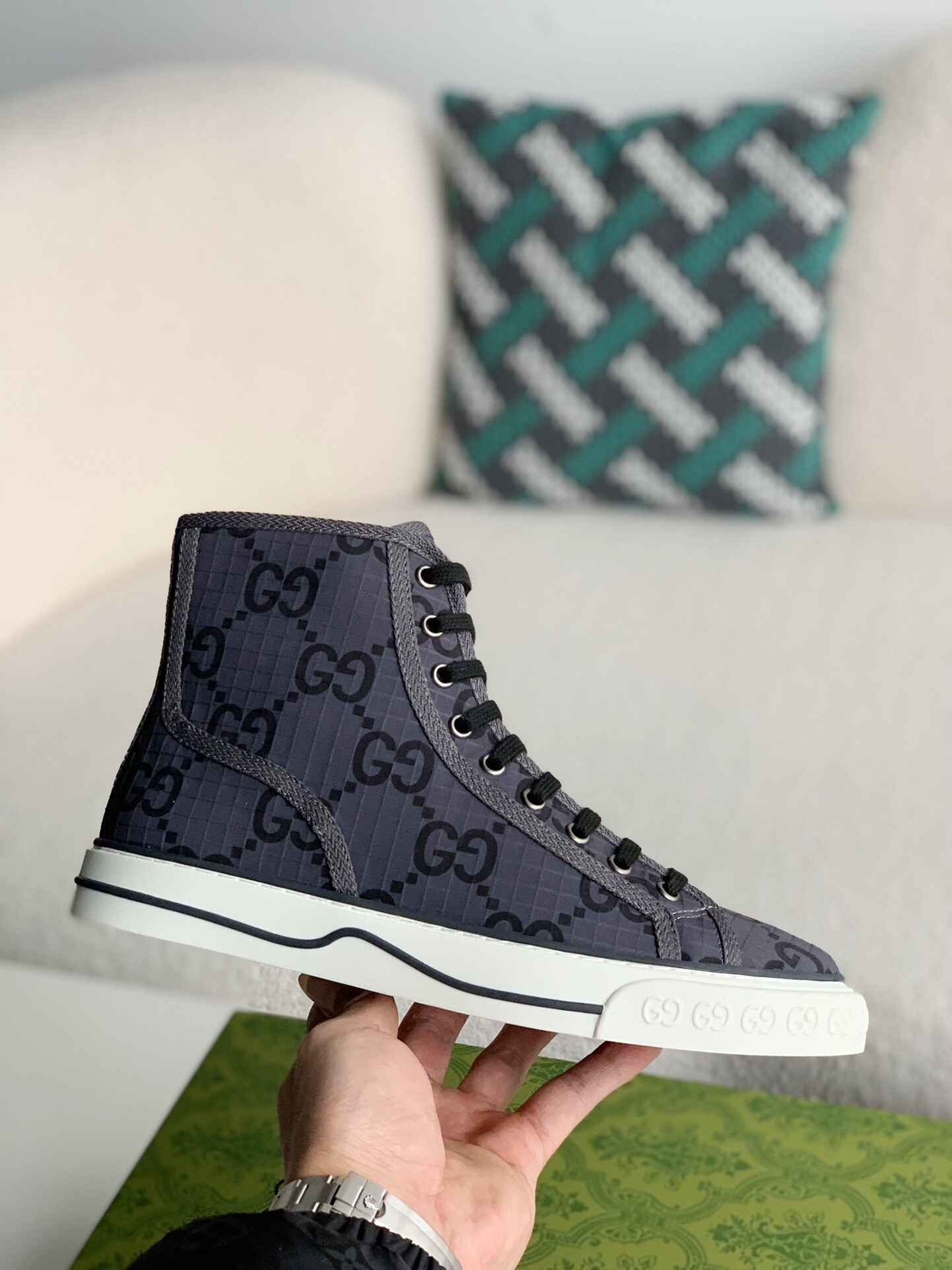 Gucci Tennis 1977 High-Top Gray Sneaker