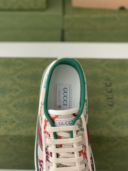 Gucci GG Tennis 1977 White Multicolour Trainer Low-Top Sneakers.