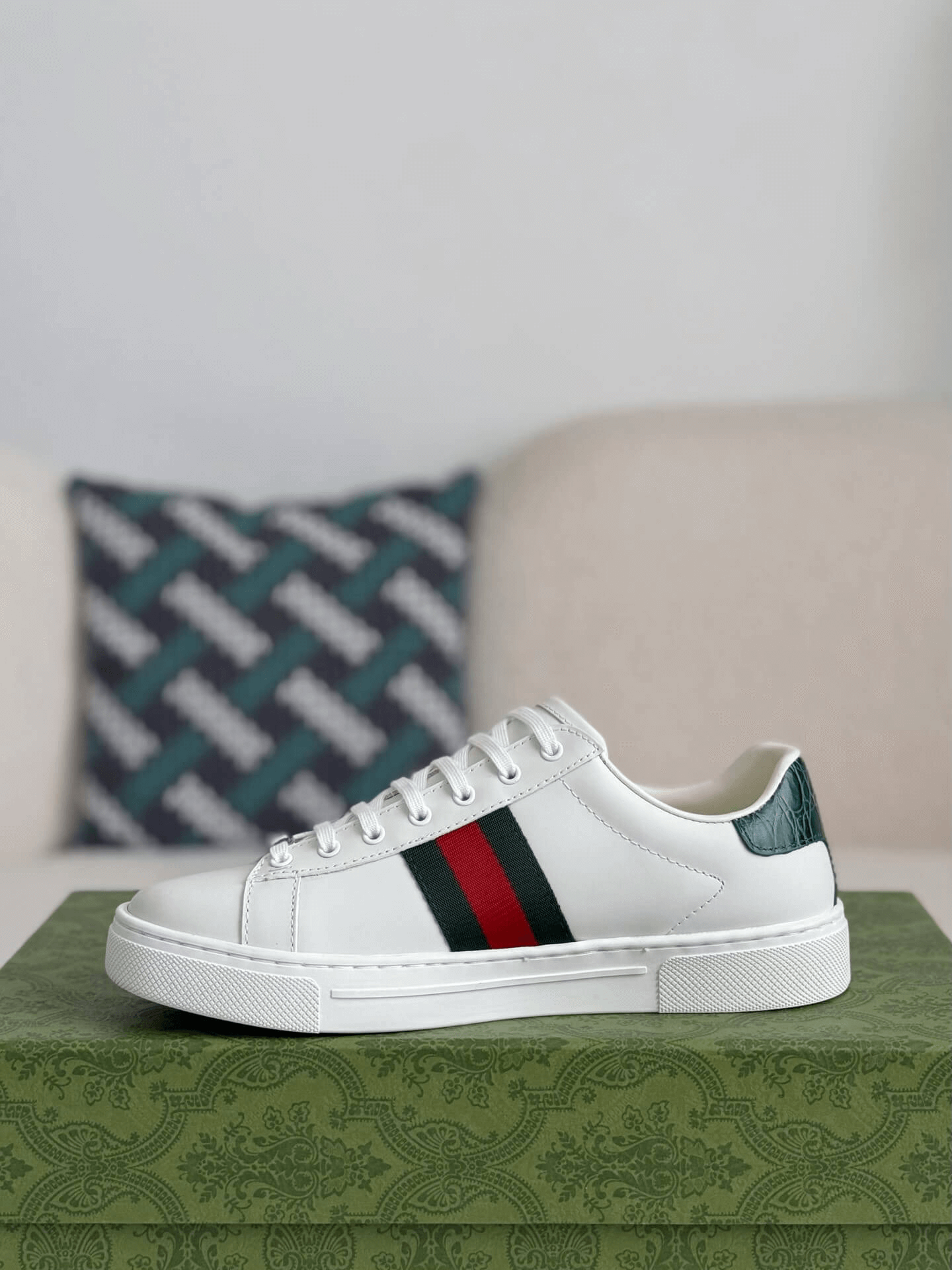 Gucci Ace Sneaker Leather with Web Stripe and Bee Embroidery
