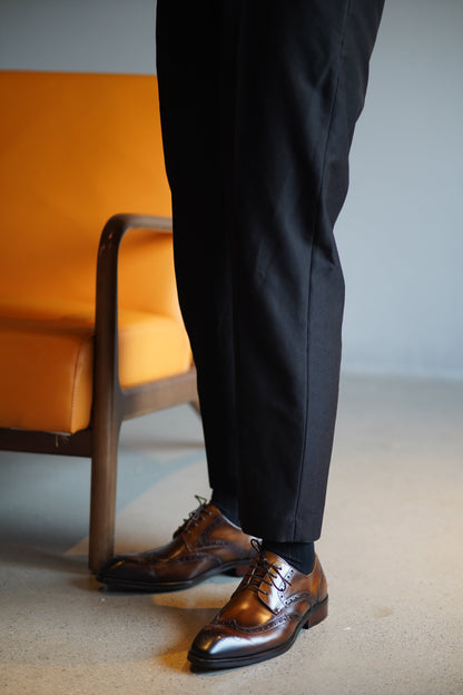 Hand-Painted Brown & Black Shaded Derby Shoes