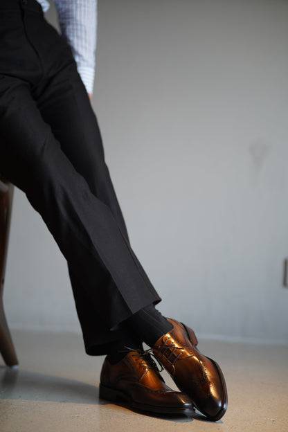 Hand-Painted Brown & Black Shaded Derby Shoes