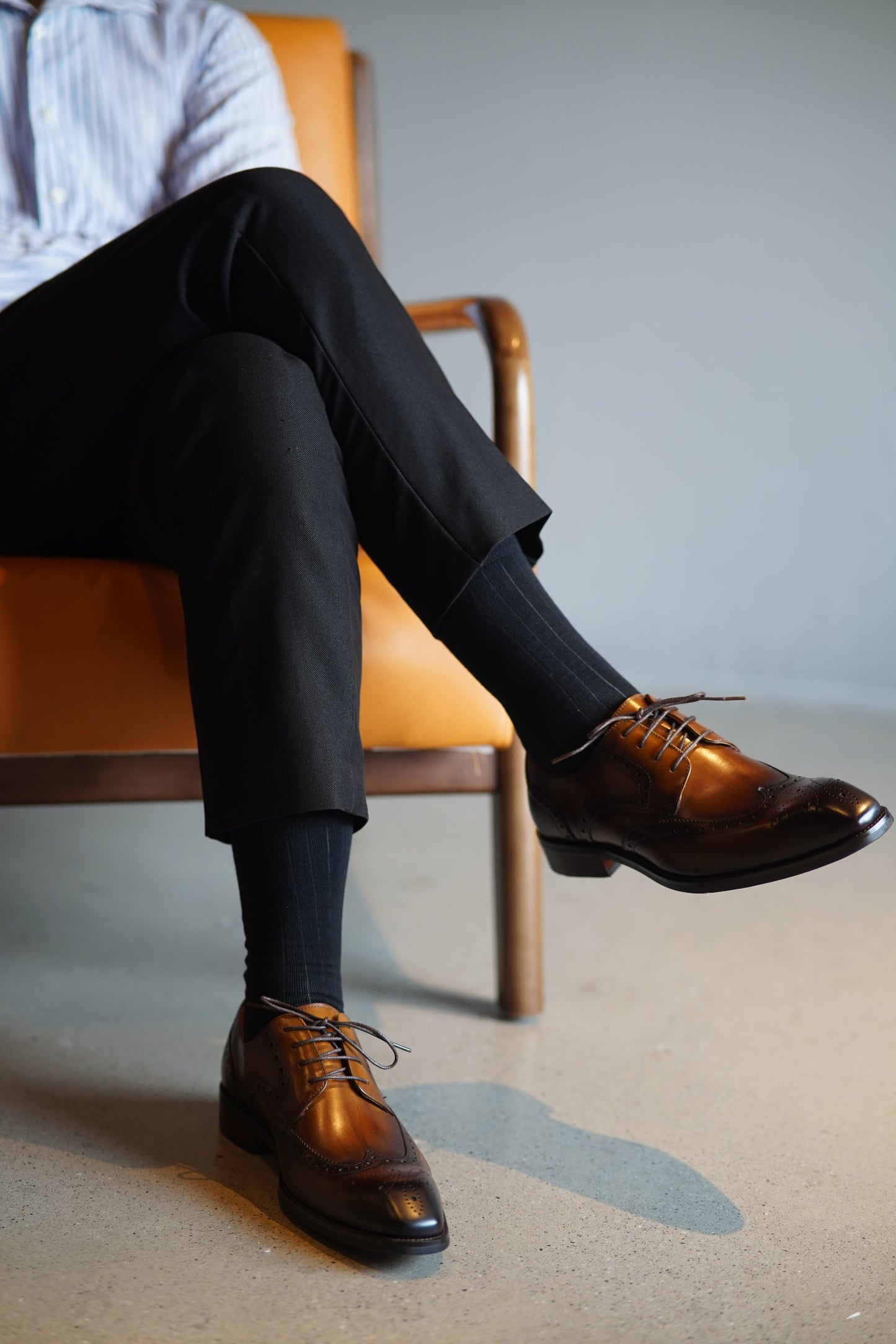 Hand-Painted Brown & Black Shaded Derby Shoes