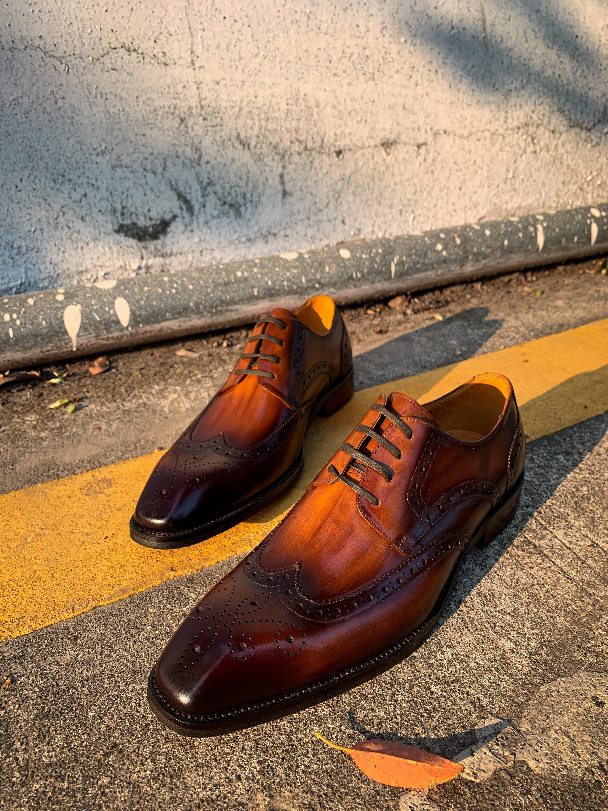 Hand-Painted Brown & Black Shaded Derby Shoes Hollo Shoe Hand-Painted Brown & Black Shaded Derby Shoes Hollo Shoe