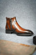 Handcrafted Brown Leather Zip-Up Ankle Boots with Buckle Detail