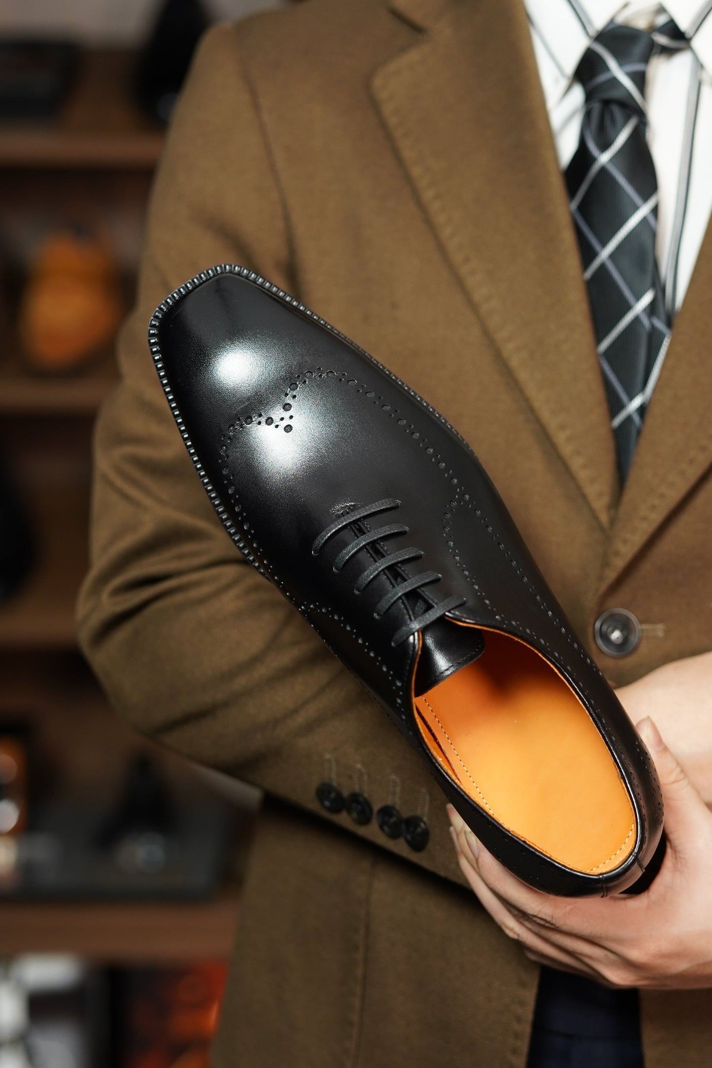 The Shadow Black Wingtip Oxford Brogues