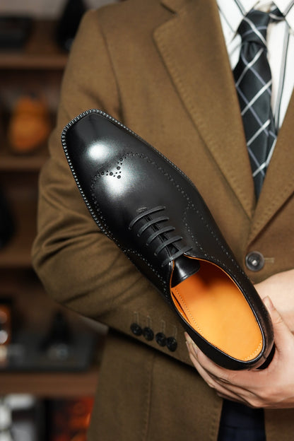 The Shadow Black Wingtip Oxford Brogues