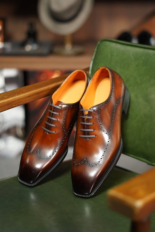 Men's Leather Oxford Dress Shoes Classic & Comfortable Hollo Shoe Men's Leather Oxford Dress Shoes Classic & Comfortable Hollo Shoe