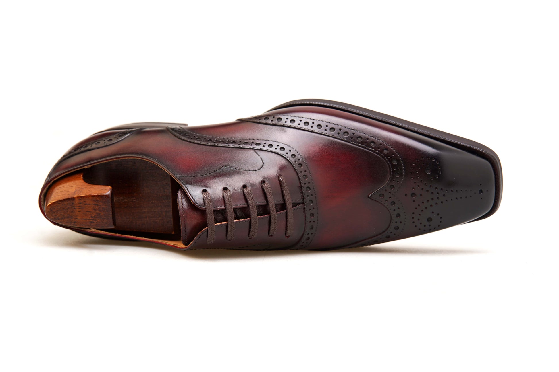 Handmade Burgundy Leather Wingtip Brogue Oxford Dress Shoes Hollo Shoe Handmade Burgundy Leather Wingtip Brogue Oxford Dress Shoes Hollo Shoe