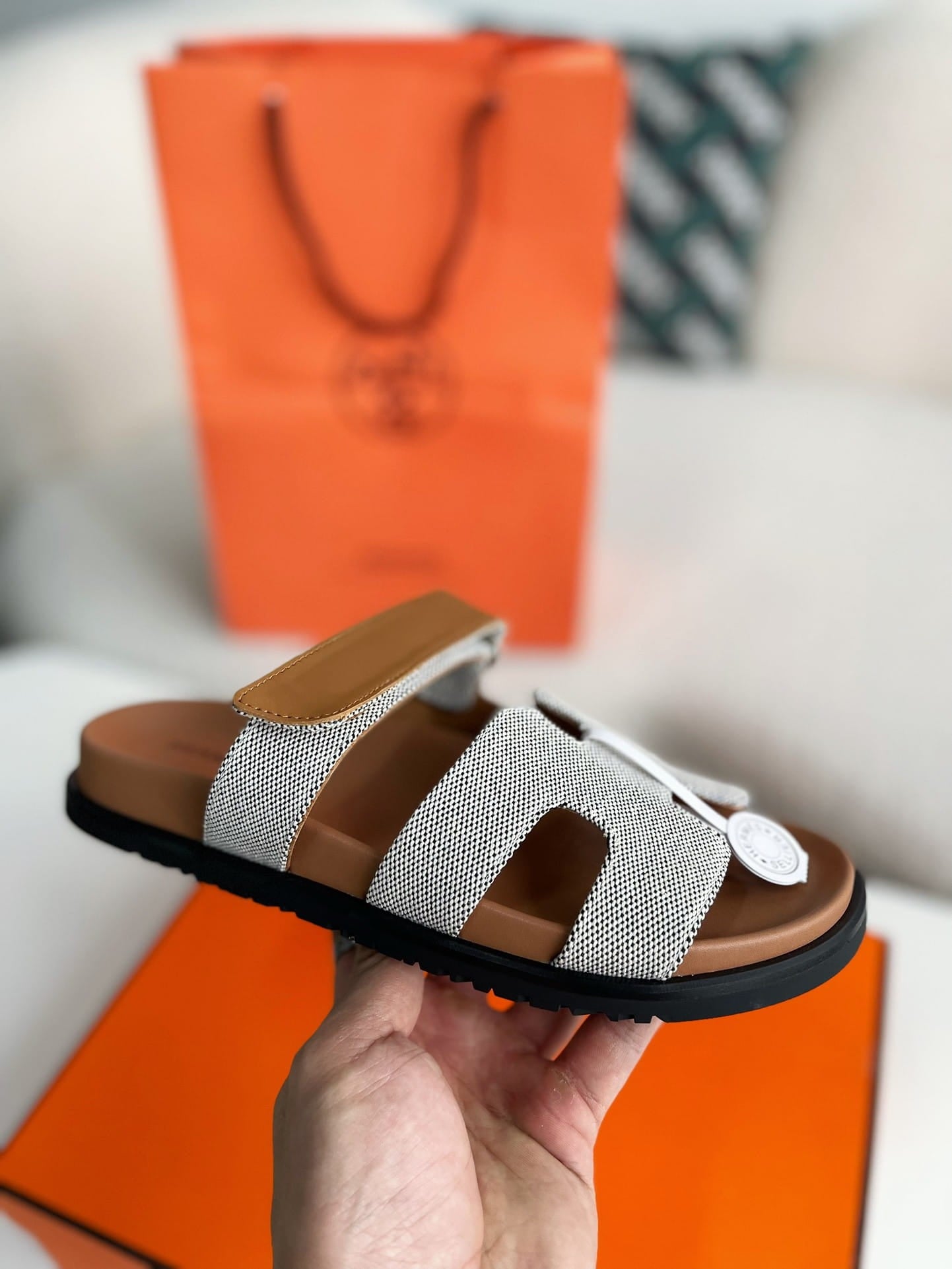 Hermes Beige/Brown Canvas and Leather Chypre Sandals – Hollo Shoe