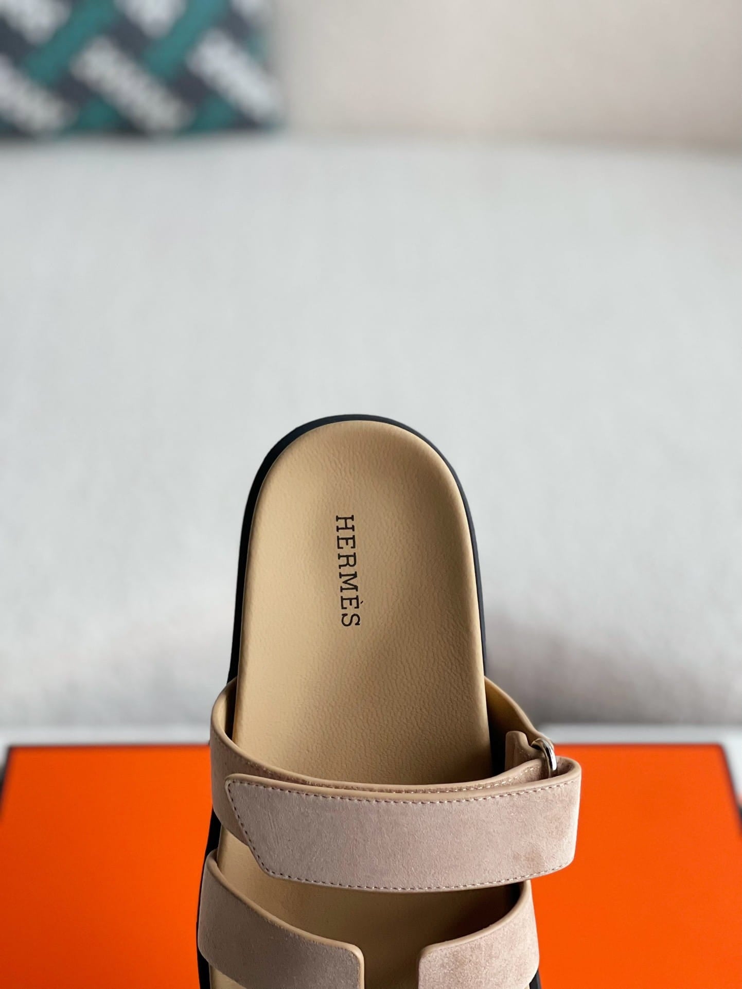 Hermès Beige Suede Chypre Sandals