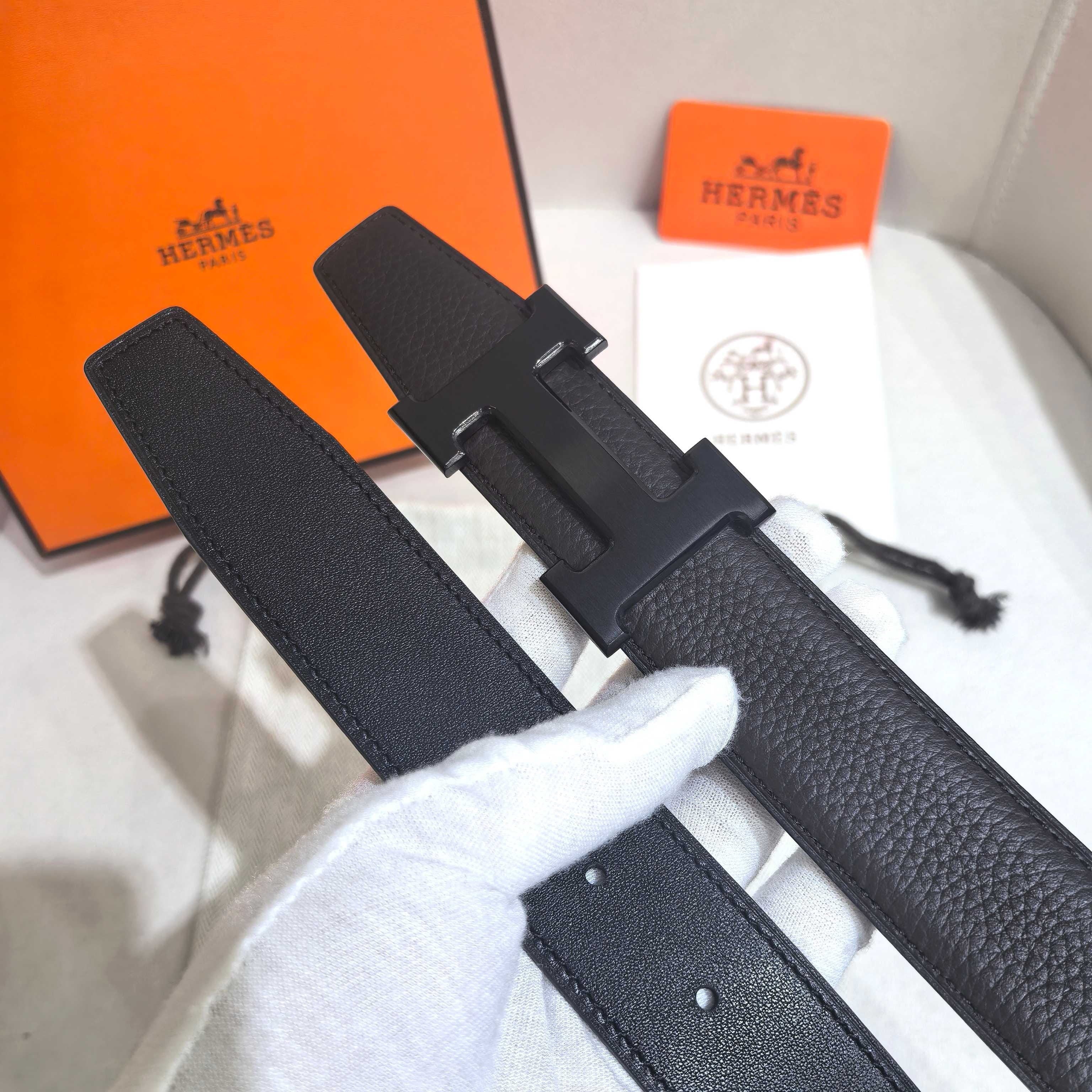 Hermès Constance Reversible H Belt 32mm - Chocolate Togo/Black Box
