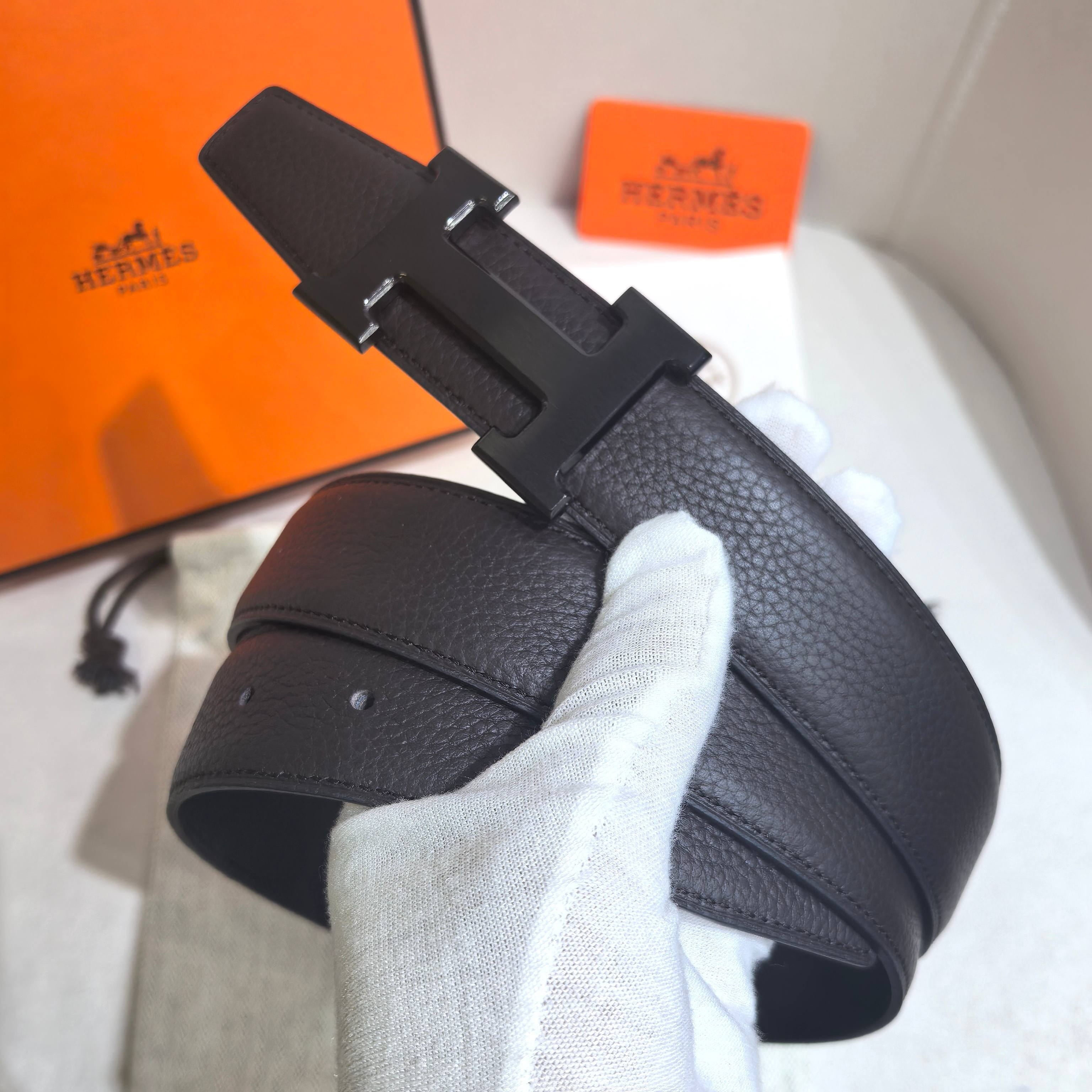 Hermès Constance Reversible H Belt 32mm - Chocolate Togo/Black Box