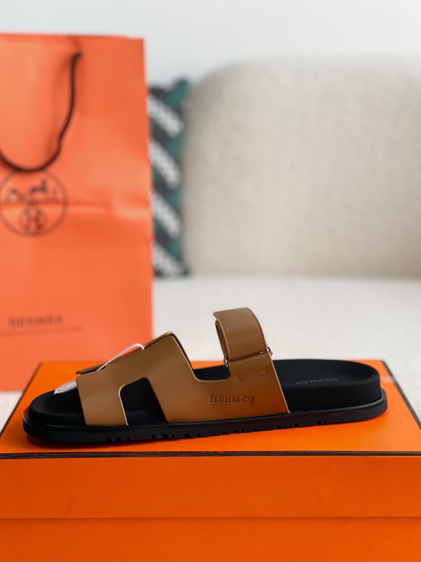 Hermès Naturel Tan Women's Chypre Sandals