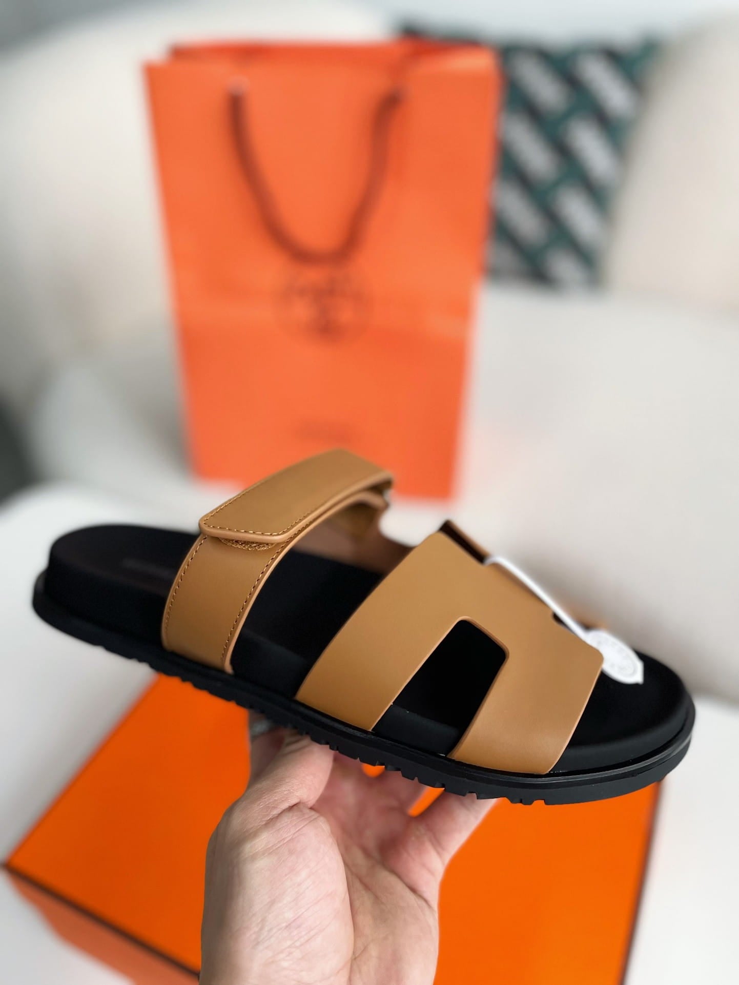 Hermès Naturel Tan Women's Chypre Sandals