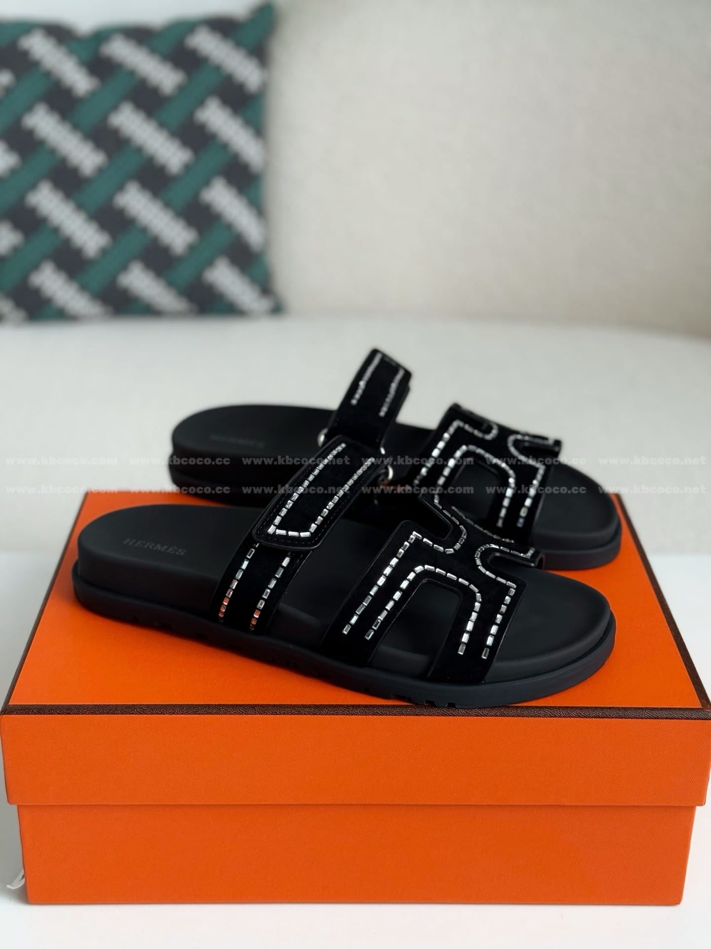 Hermès Noir Black Chypre Sandals