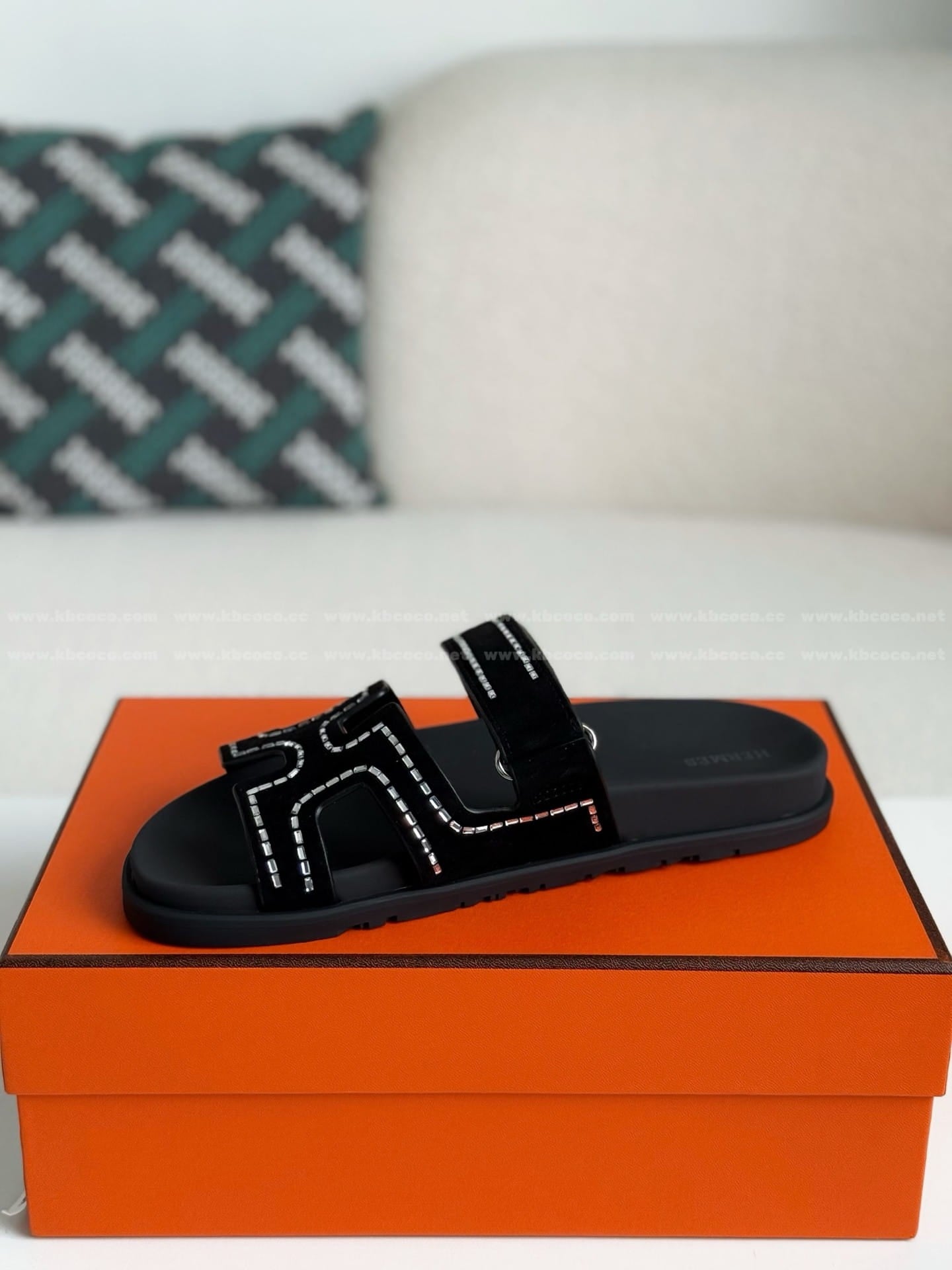 Hermès Noir Black Chypre Sandals