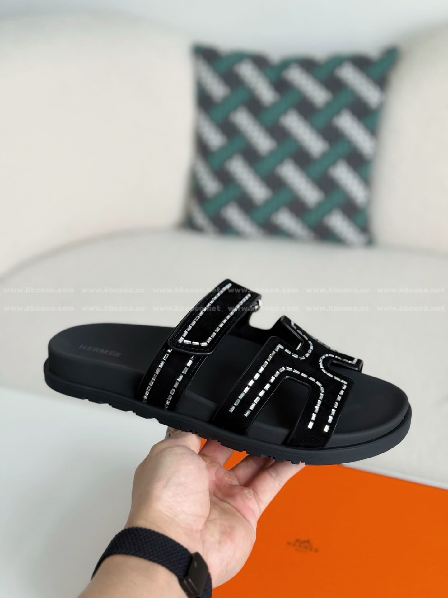 Hermès Noir Black Chypre Sandals